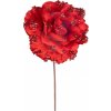 MagicHome Vánoční květina, růže, červená, 17 cm, velikost květu: 9 cm