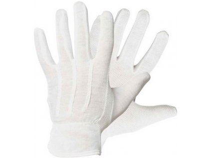 Pracovní rukavice Bustard, PVC terčíky na dlani a prstech, vel. 12 - bílá (Velikost 06)