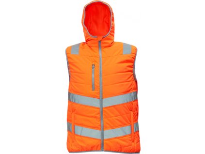 Zateplená zimní vesta s HI-VIS reflektivními pruhy MONTROSE - oranžová  L (Velikost 3XL)