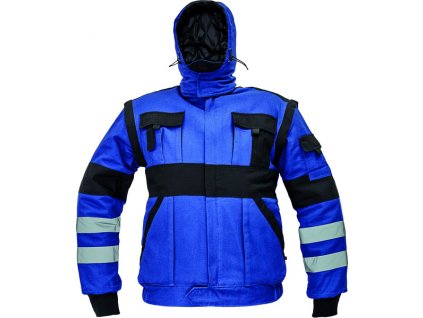 Zimní montérková bunda MAX WINTER s reflexními pruhy, modrá / černá 48 (Velikost 46)