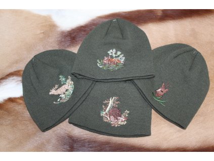 Zimní čepice s výšivkou (Velikost UNI, výšivka Bažant)