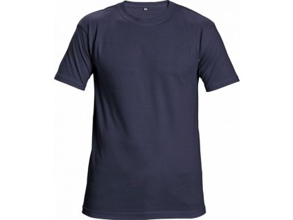 Bavlněné navy modré tričko TEESTA s krátkým rukávem L (Velikost L)