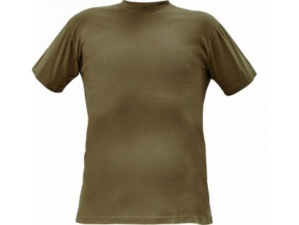 Bavlněné olivové tričko TEESTA s krátkým rukávem M (Velikost L)