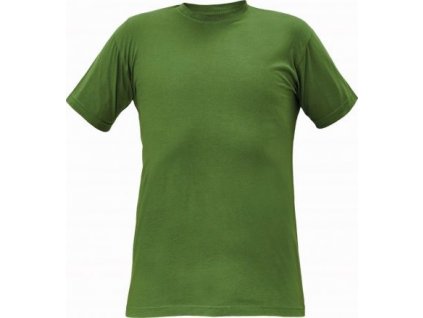 Bavlněné trávově zelené tričko TEESTA s krátkým rukávem L (Velikost L)