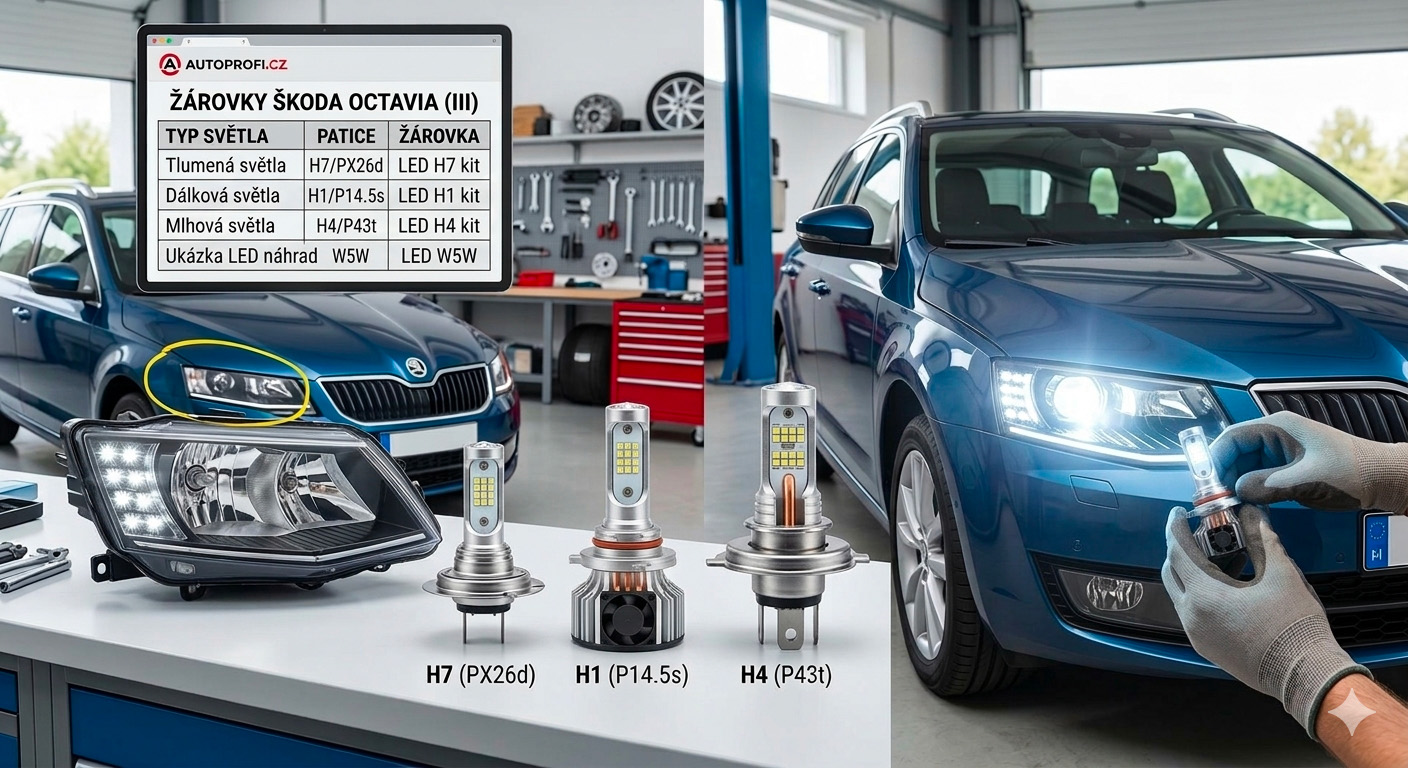 Jaké žárovky má Škoda Octavia? H7, H1, H4 – tabulka patic (halogen)
