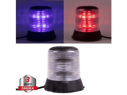 WL405DUALBR Robustní modro-červený LED maják, černý hliník, 96W, ECE R10