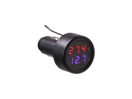 34665 Digitální voltmetr s teploměrem do CL zásuvky, 12-24V
