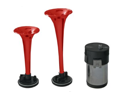 SN-022/12V 2-tónová fanfára 220mm, 12V s kompresorem červená ECE R28