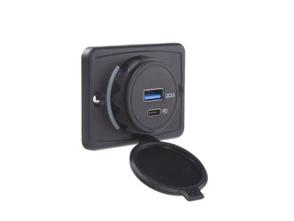 34661.6 USB QC3.0 + USB-C PD3.0 zásuvka 12/24V, montáž na povrch