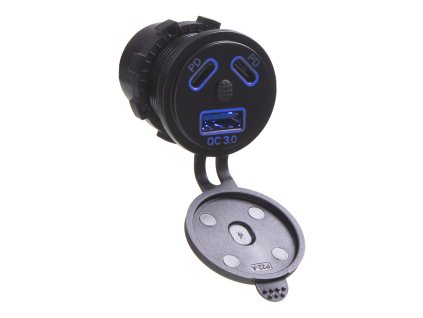 34673 USB QC3.0 + 2x USB-C PD 45W zásuvka 12/24V