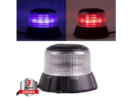 WL403FIXDUALBR Robustní modro-červený LED maják, černý hliník, 48W, ECE R10