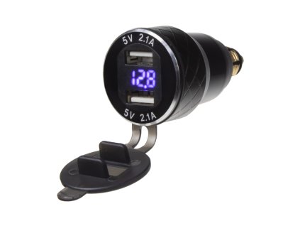 34578 2x USB nabíječka s voltmetrem, do zásuvky DIN