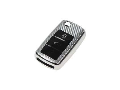 484VW105CS TPU obal pro klíč Škoda, VW, Seat, carbon silver