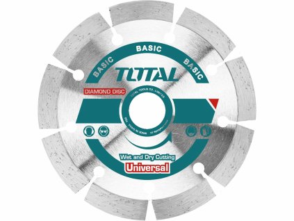 TOTAL-TOOLS TAC2111153 Kotouč diamantový řezný, segmentový, suché i mokré řezání, 115mm