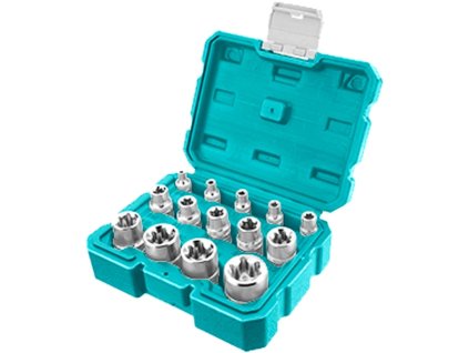 TOTAL-TOOLS THKTETS0114 Hlavice nástrčné, sada 12ks, hvězdicové, industrial, CrV