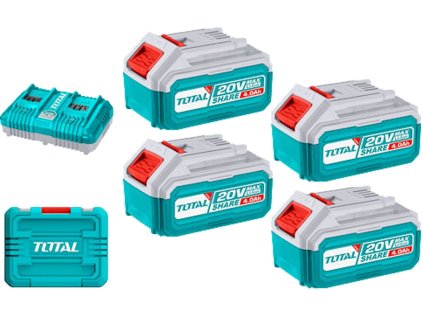 TOTAL-TOOLS TFBCLI20244 Sada baterií a nabíječky, 20V Li-ion, 4000mAh, industrial