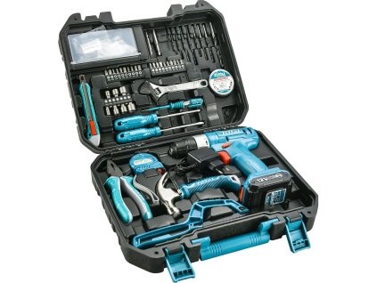 TOTAL-TOOLS THKTHP11282 Vrtací šroubovák AKU 12V Li-ion s nářadím, sada 128ks