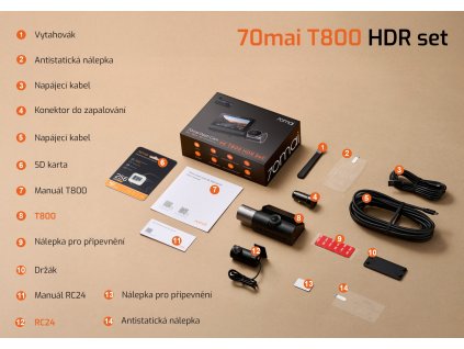 4051 7 kamera do auta 70mai dash cam 4k t800 set