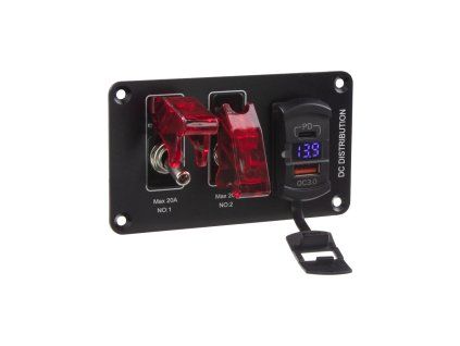 47181 Panel s 2x spínači + 2x USB, 12V