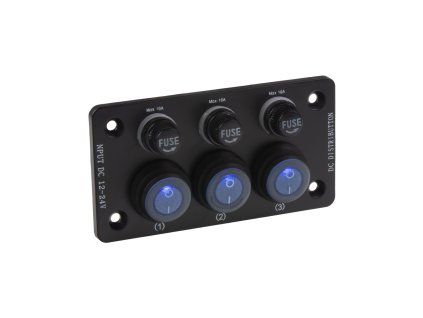 47177 Panel s 3x spínači + 3x pojistky, 12/24V