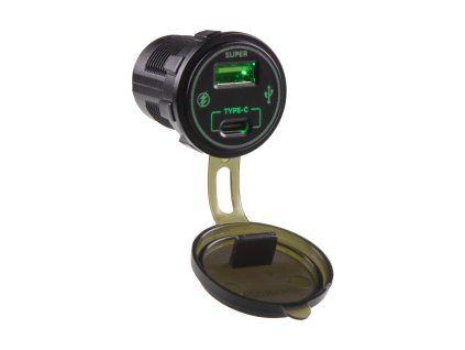 34714 USB nabíječka QC3.0 + USB-C, 12/24V