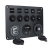 47170 Panel s 5x spínači, CL, voltmetr + 2x USB zásuvka, 12/24V