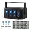 47174 Panel s 3x spínači Rocker, voltmetr + USB/USB-C zásuvka, 12/24V