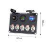 47180 Panel s 5x spínači + 2x USB/Voltmetr a CL zásuvka, 12/24V