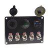 47180 Panel s 5x spínači + 2x USB/Voltmetr a CL zásuvka, 12/24V