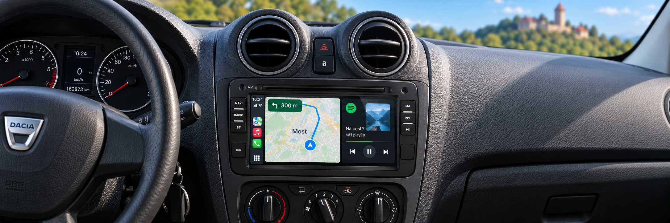 CarPlay s navigací Most v interiéru Dacia Dokker