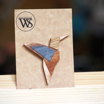 Dřevěná brož na magnet Wood Style