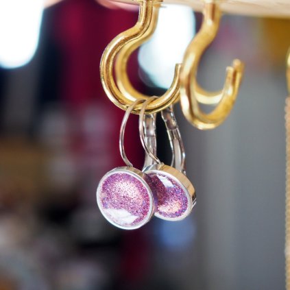 Betonové růžové náušnice Beton Beads