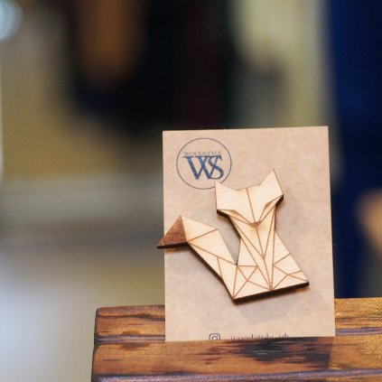 Dřevěná brož Woodstyle liška
