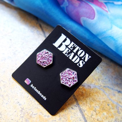 Fialové betonové náušnice Beton Beads