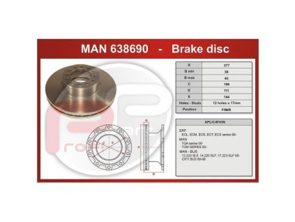 brzdový kotúč MAN TGA MAN116