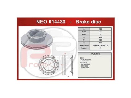 brzdový kotúč NEOPLAN BOVA