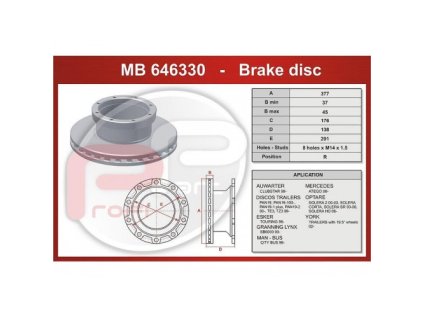 brzdový.kotúč MERCEDES ATEGO