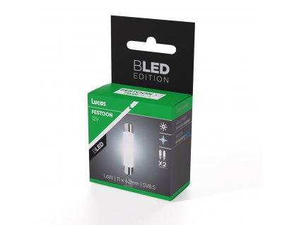 LUCAS 12V 1.6W 11x42mm SV8,5-8 (FESTOON) x2 LED (LLB258LEDX2)