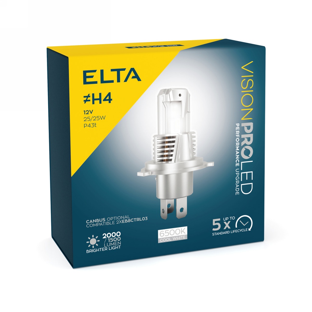 ELTA VISION PRO LEDx2 H4 12V 15W 6500K P43t (sada 2 ks)