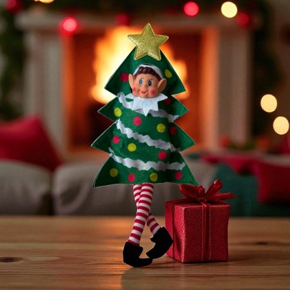 Zlobivý elf obleček vánoční strom
