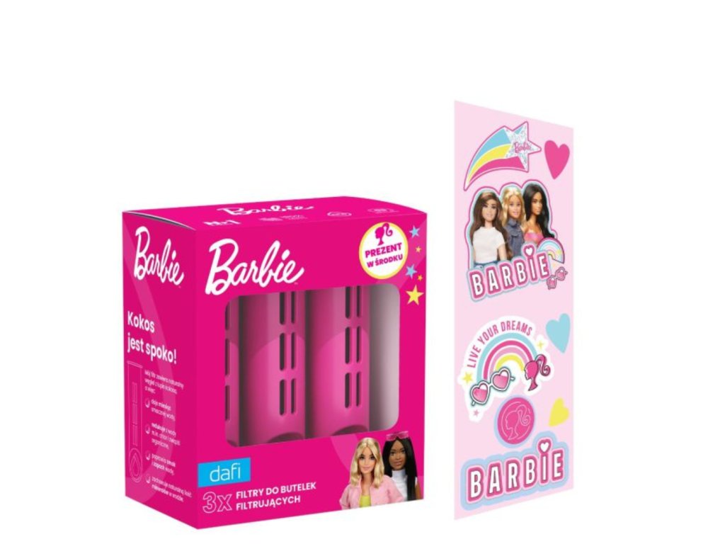 BARBIE 3 filters for Dafi filter bottle SOFT and SOLID Pink with stickers