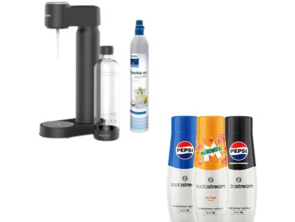 Philips Sodabereiter, mit CO2-Kartusche, Schwarz + 3 x Sirups SodaStream