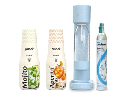 PUSHAIR saturátor vody Dafi lazur + CO₂ kazeta + láhev 0,7 + 2 sirupy