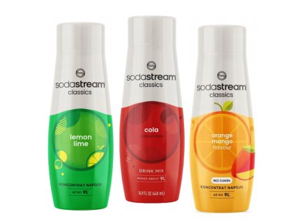 SODASTREAM COLA + CYTRYNA-LIMONKA + POMARAŃCZA-MANGO syropy