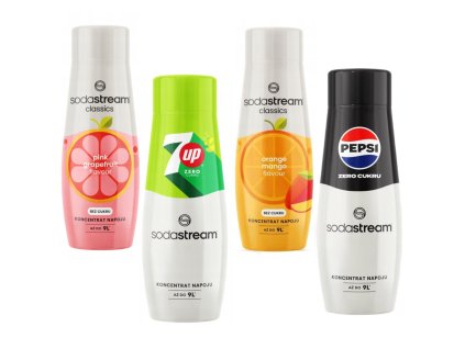 SODASTREAM 7Up FREE + POMERANČ MANGO + RŮŽOVÝ GREPFRUIT + PEPSI MAX