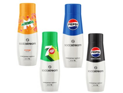 4x SodaStream Sirupy: 7Up + Pepsi + Mirinda + Pepsi Max