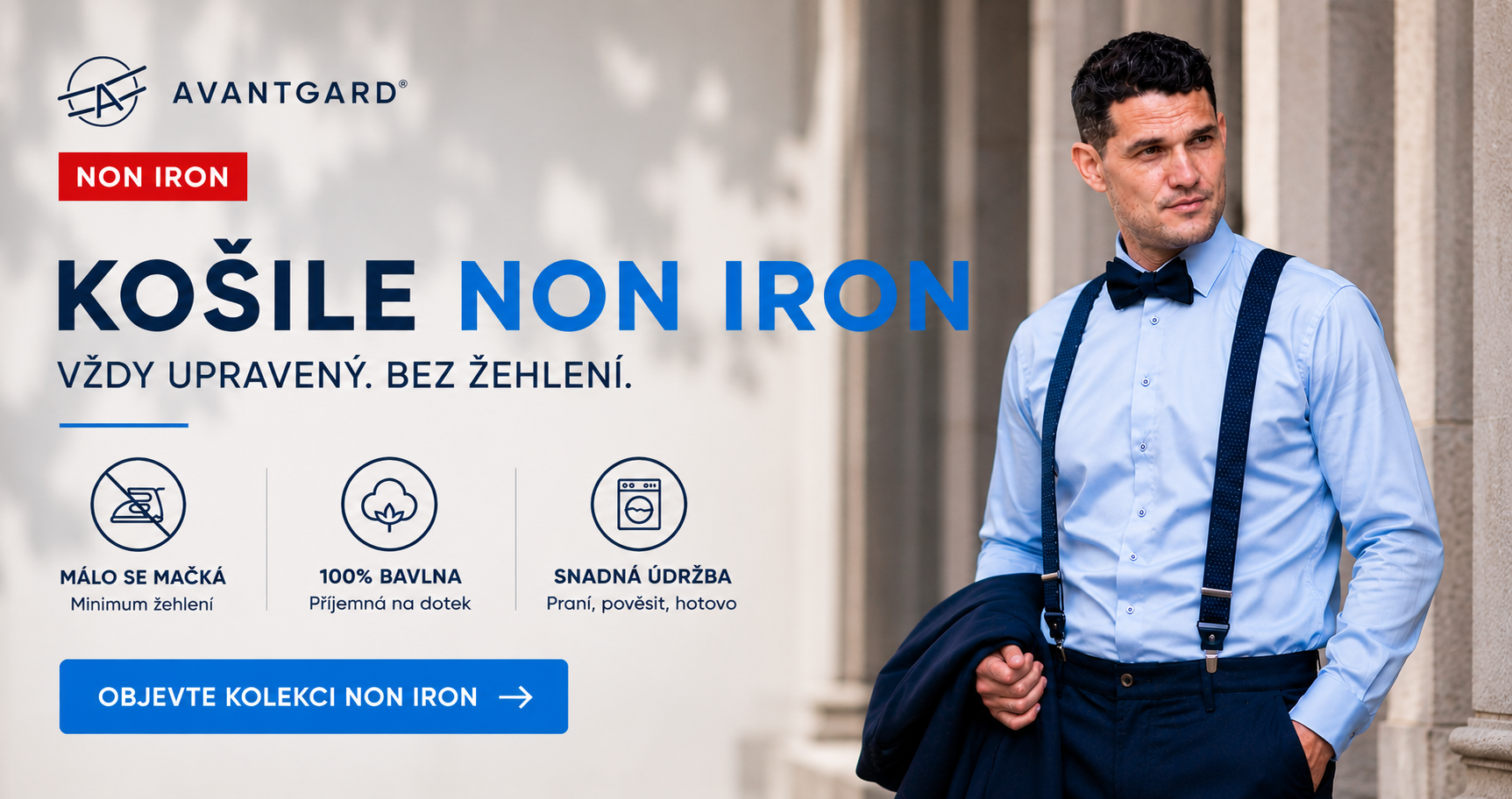 Bavlněné nežehlivé košile Avantgard NON IRON