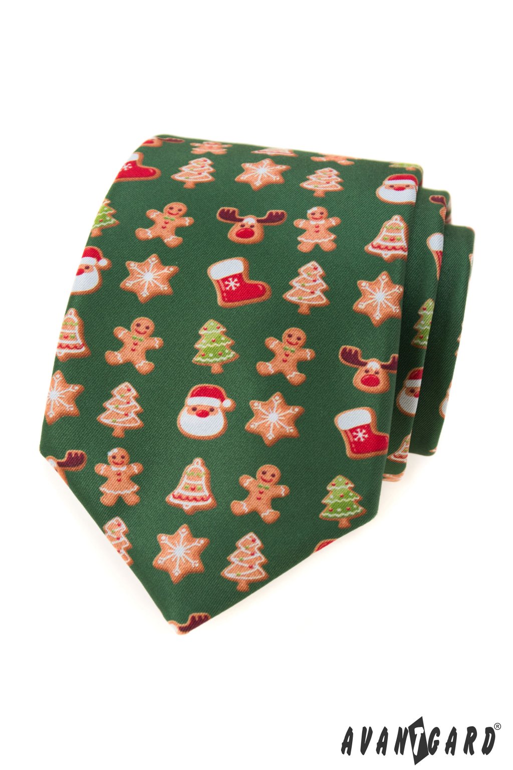 Vánoční kravata LUX, 561-1982, Zelená/perníček