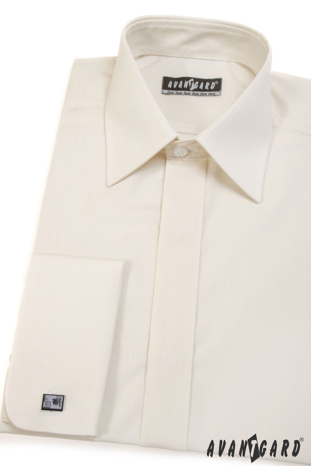 Pánská košile KLASIK s krytou légou a dvojitými manžetami na manžetové knoflíčky, 670-2, Smetanová