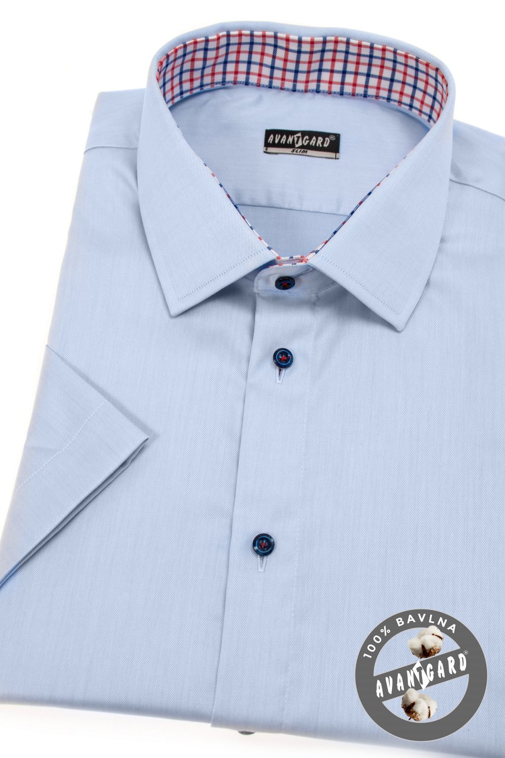 Pánská košile SLIM s krátkým rukávem, 913-3112, Modrá